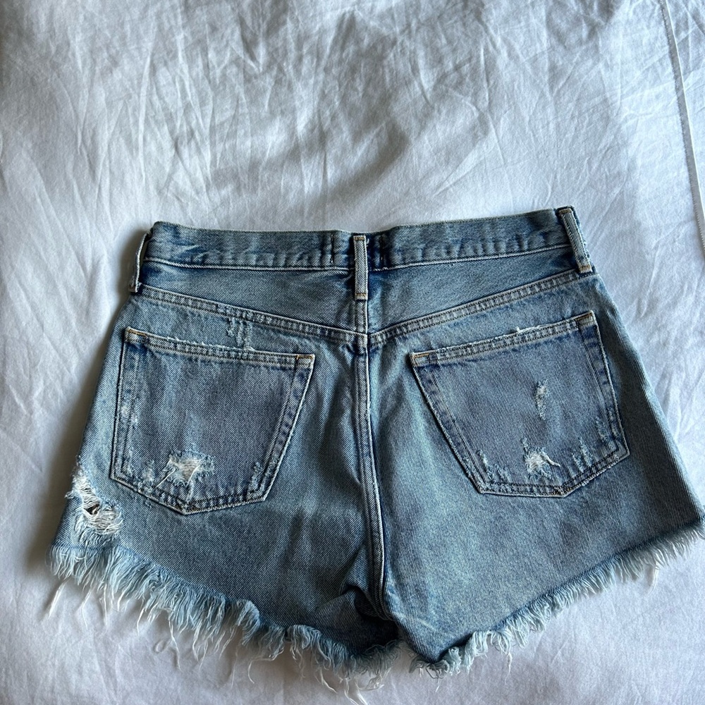 Agolde Women's Frayed Hem Jean Shorts - Light Blue - Picture 3 of 3
